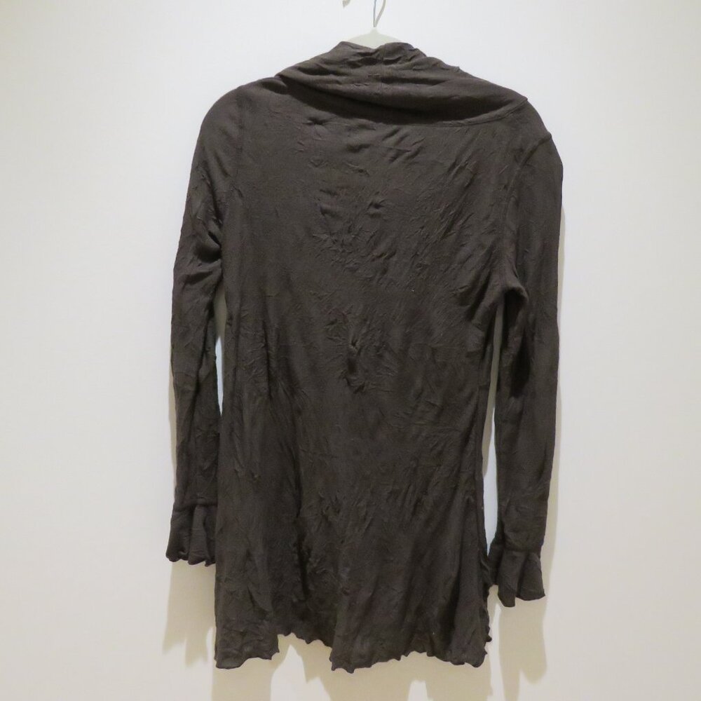 SNOSKINS Cowl Neck Crinkle Lagenlook Art To Wear Tunic Top in Chocolate Brown - Picture 11 of 14